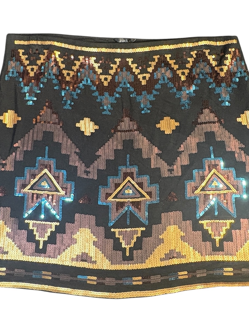 Rock 47 Wrangler Sequin Southwestern Aztec Mini Skirt Large Festival Western